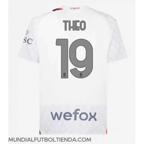 Camiseta AC Milan Theo Hernandez #19 Segunda Equipación Replica 2023-24 mangas cortas